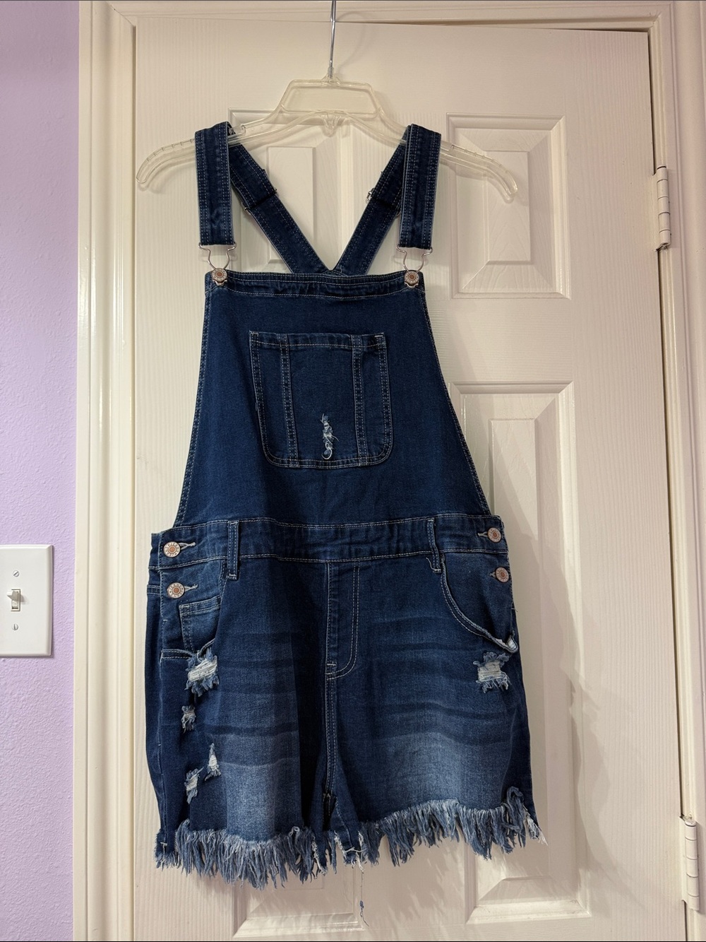 XL Dark Blue Denim Overalls with Front Bib